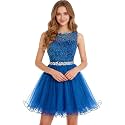 Dydsz Womens Scoop Appliques Homecoming Dress Short Cocktail Party Gown