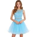 Dydsz Womens Scoop Appliques Homecoming Dress Short Cocktail Party Gown
