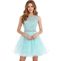 Dydsz Womens Scoop Appliques Homecoming Dress Short Cocktail Party Gown