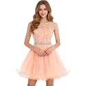 Dydsz Womens Scoop Appliques Homecoming Dress Short Cocktail Party Gown