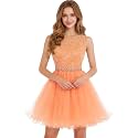 Dydsz Womens Scoop Appliques Homecoming Dress Short Cocktail Party Gown