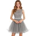 Dydsz Womens Scoop Appliques Homecoming Dress Short Cocktail Party Gown