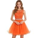 Dydsz Womens Scoop Appliques Homecoming Dress Short Cocktail Party Gown