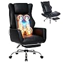 DYHOME Black Faux Leather Office Chair with 3D Kneading Massage High Back