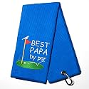 DYJYBMY Best Papa by Par Golf Towel with Clip Golf Ball Towel for Golf Course Exercise, Golf Gift for Men, Birthday Gifts for Golf Fan, Retired Gifts for Coworker