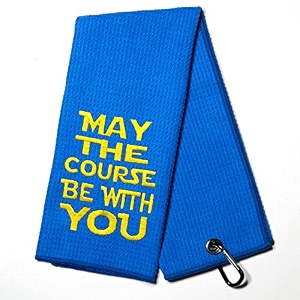dyjybmy may the course be with you golf towel with clip golf ball towel for golf course exercise golf gift for men birthday gifts for golf fan retired gifts for coworker