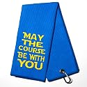 DYJYBMY May The Course Be with You Golf Towel with Clip Golf Ball Towel for Golf Course Exercise, Golf Gift for Men, Birthday Gifts for Golf Fan, Retired Gifts for Coworker