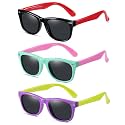 DYLB Kids Polarized Sunglasses for girls boys 3 Pack, Flexible TPEE Rubber Frame for Children Age 3-8.