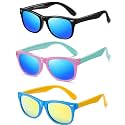 DYLB Kids Polarized Sunglasses for girls boys 3 Pack, Flexible TPEE Rubber Frame for Children Age 3-8.