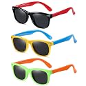 DYLB Kids Polarized Sunglasses for girls boys 3 Pack, Flexible TPEE Rubber Frame for Children Age 3-8.