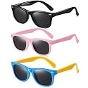 DYLB Kids Polarized Sunglasses for girls boys 3 Pack, Flexible TPEE Rubber Frame for Children Age 3-8.