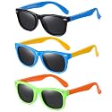 DYLB Kids Polarized Sunglasses for girls boys 3 Pack, Flexible TPEE Rubber Frame for Children Age 3-8.