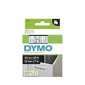 dymo labeling tape 34 x 2339 black print on white tape 45013 d1 label cassette split back easy peel adhesive