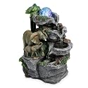 Dyna-Living Elephant Fountain Tabletop Waterfall Fountain Indoor with LED