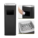 Dyna-Living Stainless Steel Trash Can Outdoor Commercial Garbage Can Large Trash Bin for Home Use Industrial Waste Container, Square Black