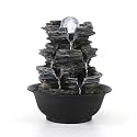 Dyna-Living Tabletop Water Fountain Indoor Waterfalls Fountains with LED