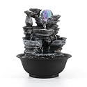 Dyna-Living Tabletop Water Fountain Waterfall Fountains Indoor with LED