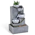 Dyna-Living Tabletop Water Fountain Waterfall Fountains Indoor with LED