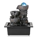 Dyna-Living Water Fountain Indoor Tabletop Waterfall Fountain with LED