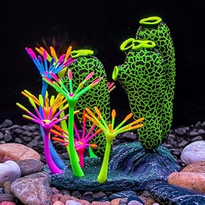 glow-in-the-dark silicone coral aquarium decor blue dark green