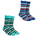 DYNAMOCKS Stripes Socks for MEN and WOMEN - (Pack of 2 | Crew Length | Material: Combed Cotton | Multicolour | Size: Free (UK 7-12))