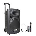 DYNASONIC Dynapro - Speaker System - Portable Sound System - 12 Inches - Powerful Professional Speaker/USB/SD/AUX/MP3/Bluetooth Microphone Black (DYNAPRO 12)