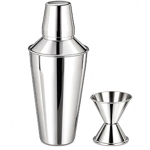 dynore stainless steel 2 piece bar set medium - regular cocktail shaker 500ml and peg measure 3060 ml