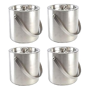dynore stainless steel double wall ice bucket 1000 ml each- set of 4