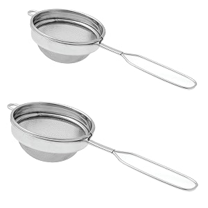 dynore stainless steel set of 2 classic wire handle tea strainer size 7 and 8