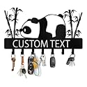 Dyoart Personalized Panda Coat Hook Key Holder | Metal & Bamboo Panda Animal Key Hanger for Living Room, Kitchen, Hallway, Office Decor