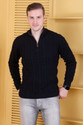 DZANT Self Design High Neck Casual Men Black Sweater