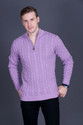 DZANT Self Design High Neck Casual Men Purple Sweater