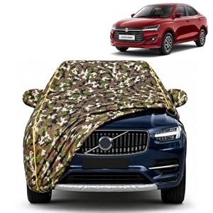 dzire-2025 100 waterproof car cover  dustproof sun protection cover  soft cotton lining  triple stitched  mirror pocket  antenna pocket  all weather body cover army