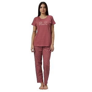 dzzo women39s cotton printed night suit set of t-shirt amp pyjama night wear dress relaxed wear for womengirls