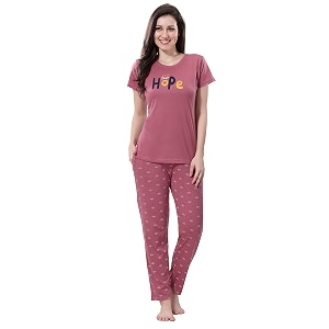 DZZO Womens Cotton Printed Night Suit