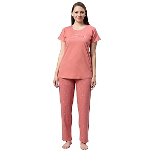 dzzo women39s cotton printed night suit set of t-shirt amp pyjama night wear dress relaxed wear for womengirls