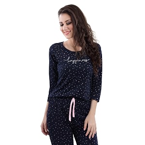 DZZO Womens Cotton Printed Night Suit
