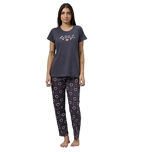 dzzo women39s cotton printed night suit set of t-shirt amp pyjama night wear dress relaxed wear for womengirls