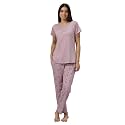 DZZO Women's Cotton Printed Night Suit Set of T-Shirt &amp; Pyjama, Night wear Dress, Relaxed wear for Women/Girls