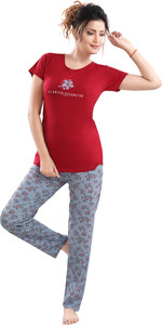DZZO Women Floral Print Red Top