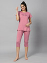 DZZO Women Printed Pink Top & Capri Set