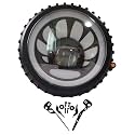 E-Bike Front Lights with Horn 3 Pin Female Plug Fat Tire Electric Bike 36V 48V Waterproof Led Colorful Mountain Bicycle Headlight for Night Riding Low and High Beam Lamp