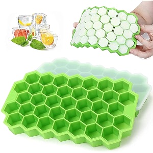 e-cosmos flexible silicone honeycomb 37 cavity ice cube trays for freezer with lid silicone ice cube tray withmoulds small cubes whiskey fridge bar soft ice cube tray pof 1