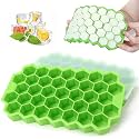 E-COSMOS® Flexible Silicone Honeycomb 37 Cavity Ice Cube Trays for Freezer with Lid Silicone Ice Cube Tray withMoulds Small Cubes Whiskey Fridge Bar Soft Ice Cube Tray (POF 1)