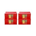 E-COSMOS Flower Design Piece Non Woven Fabric Saree Cover Set with Transparent Window, Extra Large (Red) (Pack Of 4)