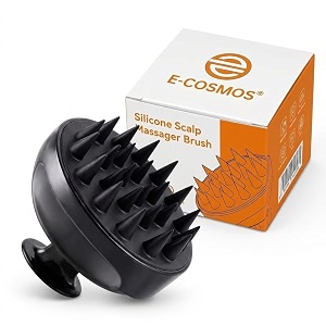 e-cosmos hair scalp massager shampoo brush with soft silicone bristles kitchen for anti dandruff removal head massager prevents hair loss for men women black