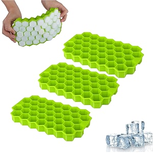 e-cosmos ice cube tray silicone for freezer honeycomb 37 cavity ice cube mould flexible tray for freezer chocolate cake maker ice trays for chilled drinks reusable honeycomb pof-3