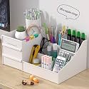 E-COSMOS Large Capacity Cosmetic Storage Box Makeup Drawer Organizer Jewelry Nail Polish Makeup Container Desktop Sundries Storage Box, Plastic (White)