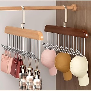e-cosmos wooden hanger for clothes hanging hangers for wardrobe and cupboard 8 hook adjustable clothes hanger for lingerie belt scarf tie garments and accessories pack of 2