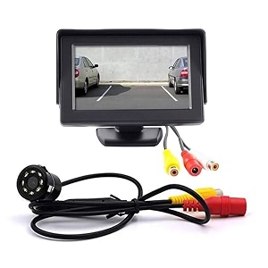 combo of 8 led night vision 18mm car parking reverse rear view backup camera hd and car monitor for parking display digital tft lcd screen rear view monitor for universal cars